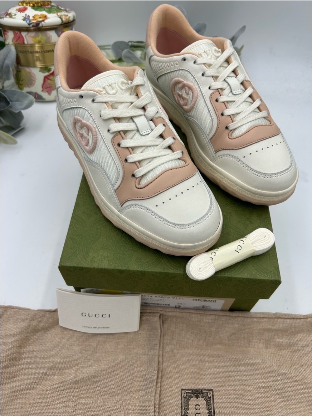Women’s Gucci Mac 80 low top, interlocking G sneakers size 36.5 fits 37 US